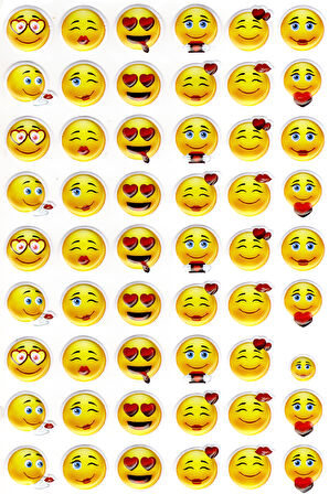 Sticker Kabartmalı A4 Boyutunda Stiker Defter, Planlayıcı Etiket-(lim091) - Emoji Aşk