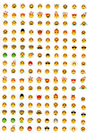 Sticker Kabartmalı A4 Boyutunda Stiker Defter, Planlayıcı Etiket-(lim514) - Minik Emojiler
