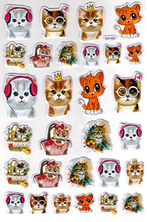 Sticker Kabartmalı A4 Boyutunda Stiker Defter, Planlayıcı Etiket-(lim525) - Kedi Çıkartma