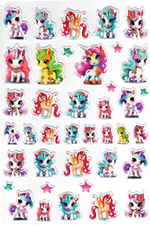Sticker Kabartmalı A4 Boyutunda Stiker Defter, Planlayıcı Etiket-(lim529) - Star Unicorn