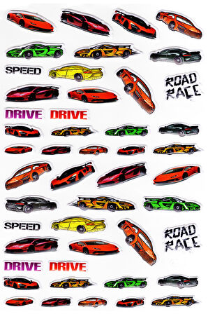 Sticker Kabartmalı A4 Boyutunda Stiker Defter, Planlayıcı Etiket-(lim532) - Yarış Arabası