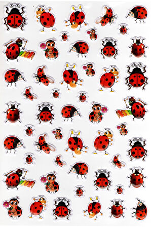 Sticker Kabartmalı A4 Boyutunda Stiker Defter, Planlayıcı Etiket-(lim544) - Uğur Böceği Ladybug