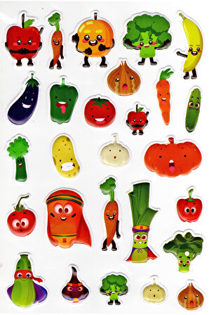 Sticker Kabartmalı A4 Boyutunda Stiker Defter, Planlayıcı Etiket-(lim550) - Meyve Sebze