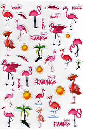 Sticker Kabartmalı A4 Boyutunda Stiker Defter, Planlayıcı Etiket-(lim551) - Flamingo 