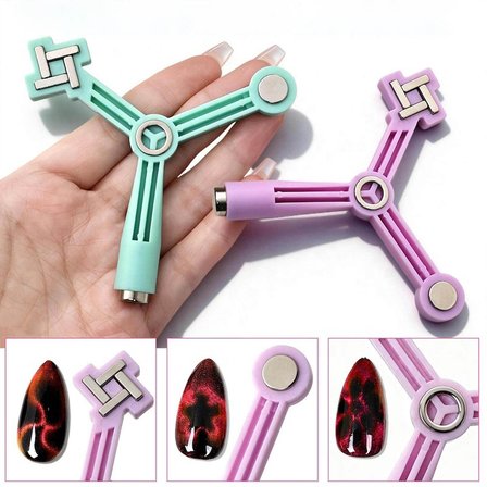 4'ü Bir Arada Dalga ve Çiçek Efekt Çok Fonksiyonlu Kedi Gözü Oje Mıknatısı Cat Eye Magnet Pembe 3KCAT01