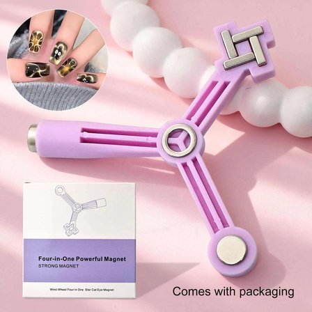 4'ü Bir Arada Dalga ve Çiçek Efekt Çok Fonksiyonlu Kedi Gözü Oje Mıknatısı Cat Eye Magnet Pembe 3KCAT01
