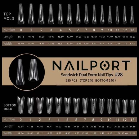 Medium Stiletto Protez Tırnak Sandwich Dual Üst Form Jel Polygel Acrygel - Akrijel ve Polijel İçin Dual Form Şablon 280li WN-DF028