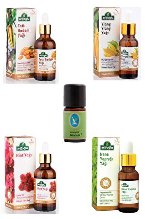 Arifoğlu Hızlı Uzama Saç Bakım Yağı Seti (Badem-Hint-Ylang Ylang-Nane-Niaouli)