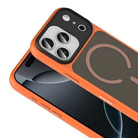 iPhone 17 Pro Kılıf Mat Arka Yüzey Wireless Şarj Özellikli Flet Magsafe Kapak