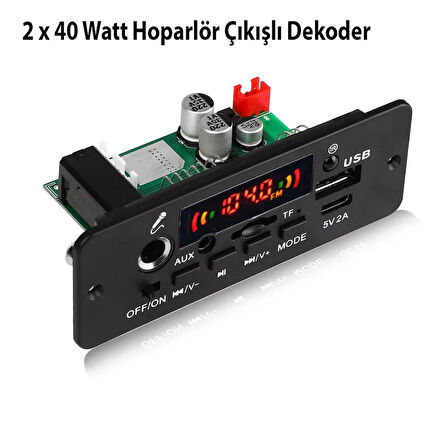 2 x 40 Watt Çıkışlı Karaoke Dekoder ( Karaoke , Bluetooth , aux grişi , Usb , Tf Kart , Fm Radyo , Mp3 çalar )