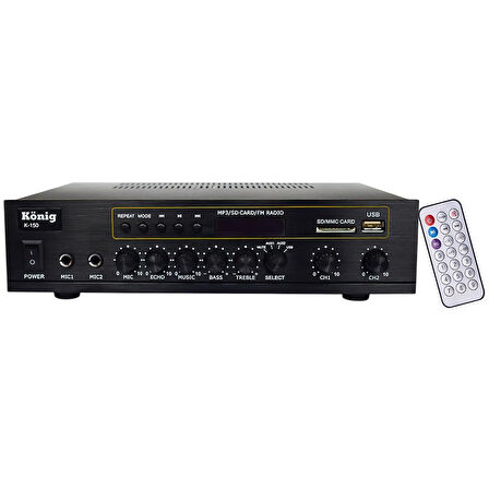 König K-150 2x80 Watt Usb Bluetooth Amfi 2 Mikrofon Girişli Trafosuz Anfi