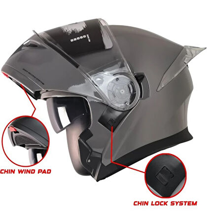 Free-M 965 Çene Açılır Vizörlü Kask Nardo Gri