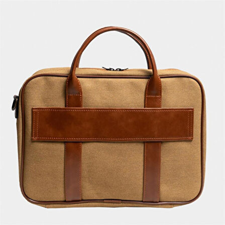 Retro Kanvas 35X23 Evrak ve Laptop Çantası 13 İnç Camel