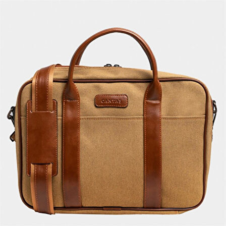 Retro Kanvas 35X23 Evrak ve Laptop Çantası 13 İnç Camel