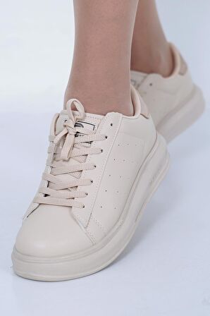 Lady Classy Bej Rahat Kalıp Bağcıklı Sneaker BOT0008