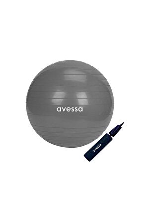 Avessa Pilates Topu 55 cm Gri Pompalı 