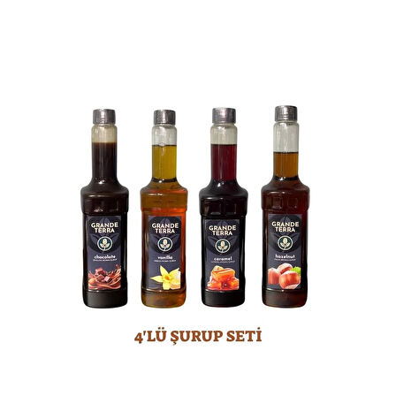 Grandeterra 4’lü Şurup Seti ( Karamel + Vanilya + Fındık + Çikolata 4x750 ml)