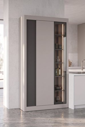 Nero Vitrinli Kiler Dolabı 115 cm Montaj Dahil