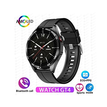 Global RW44 Watch GT4 Amoled Ekran Android İos HarmonyOs Uyumlu 3 Kordonlu Akıllı Saat Siyah WNE0888