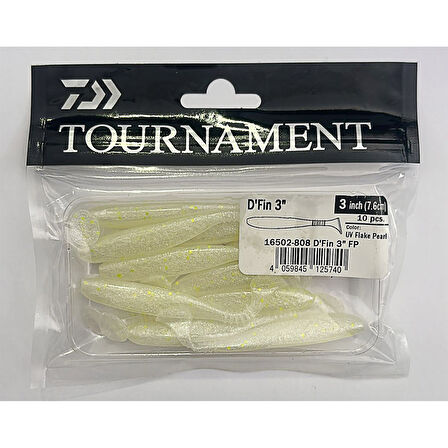 Daiwa Tournament D'Fin 3" 7.6cm 10 Adet Silikon Yem  UV Flake Pearl