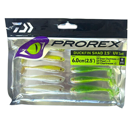 Daiwa Prorex Duckfin Shad 6cm 9 Adet Silikon Yem (UV Set)