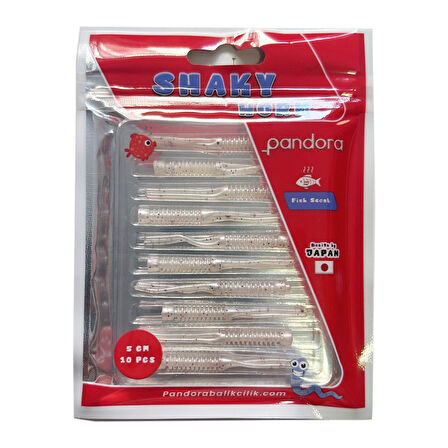 Pandora Shaky Worm 5cm 10 Adet LRF Silikonu White Glitter