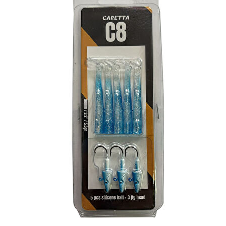 Caretta C8 8cm 5.5gr 5+3 Silikon Yem Silver Blue