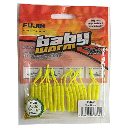 Fujin Baby Worm 5.2 cm Floating LRF Silikonu Fluo Green