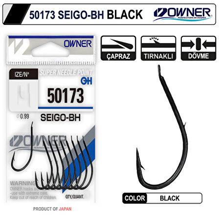 Owner 50173 Seigo-Bh Black Tırnaklı Tekli İğne 2/0 No 7 Adet