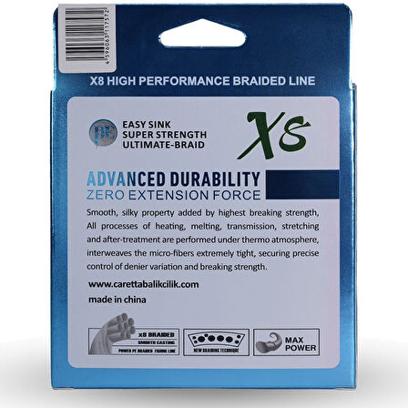 Caretta Seiko 8x 300m Açık Yeşil Örgü Misina 0,14mm - 6.3kg