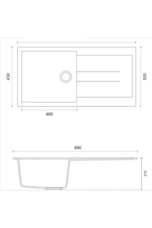 | | 1 Göz Antrasit 50x99 Cm Xl Küvet Granit Evye + Sifon GRNT0094