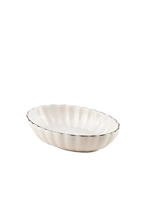 Kütahya Porselen Bone Luz Form Oval Kase Platin File 4 Parça 15cm BNLZF15OKSS2220