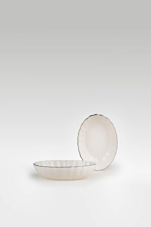 Kütahya Porselen Bone Luz Form Oval Kase Platin File 6 Parça 15cm BNLZF15OKSS2220