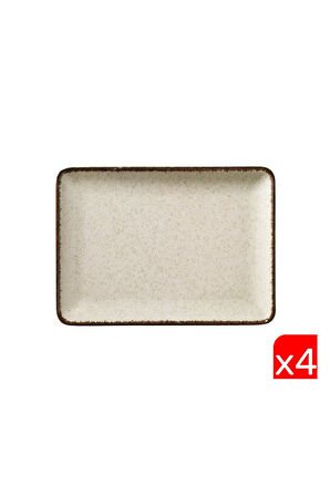 Kütahya Porselen Moderna Dikdörtgen  Tabak Tarçın 4 Parça 18x13cm TAN18X13DUS2730P02