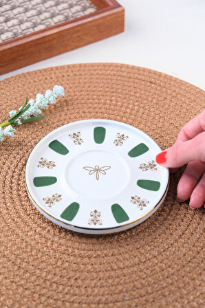Tabak Evi Porselen Acem Zade Yeşil Çay Tabağı 12,5cm Tekli