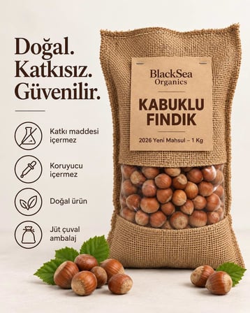BlackSea Organics Yeni Mahsul Kabuklu Fındık 1 Kg