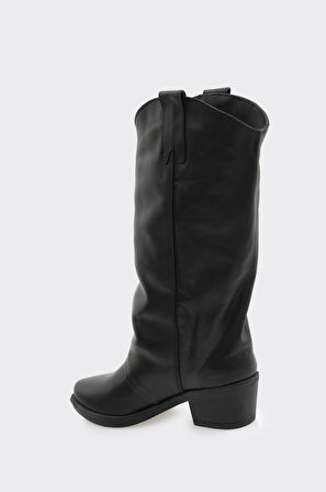 Hakiki Deri Fermuarsız Kadın Çizme