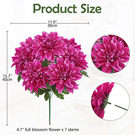 Yapay Çiçek Fuşya 7li Yıldız Çiçeği Demeti 40*30cm