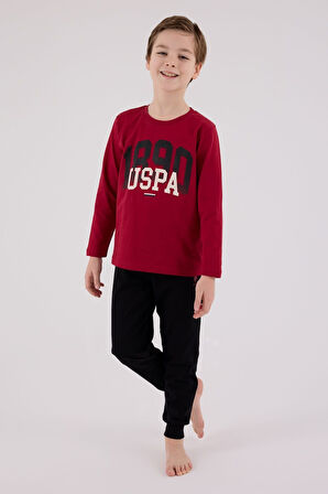 U.S. Polo Assn Uzun Kol Pijama Takım US2203-4 Bordo