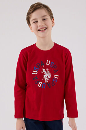 U.S. Polo Assn Uzun Kol Pijama Takım US2214-4 Kırmızı