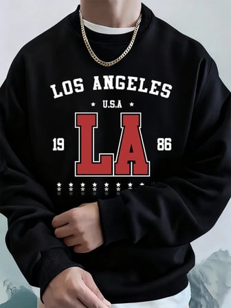 1986 Los Angeles ABD Baskı Erkekler Tişörtü Kış Polar Sıcak Hoodie Kore Gevşek Bisiklet Yaka