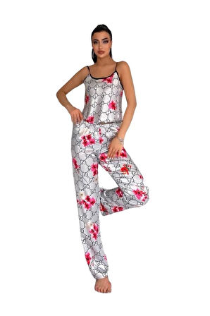 Victoria Secret 8021 Kadın Saten Askılı Pijama Takım