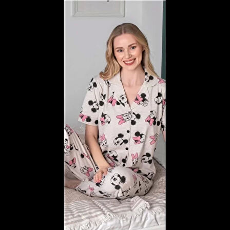 Freshness 110 Minnie Mauslu Patlı Kısa Kol Pijama Takımı