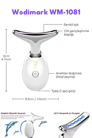Wodimark Boyun ve Yüz – 3 Programlı EMS Güzellik Cihazı (Gıdık, Sarkma, Sıkılaştırıcı)