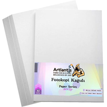 Fotokopi Kağıdı A3 Boy Artlantis 29,7x42 A3 Kağıt 25 Adet