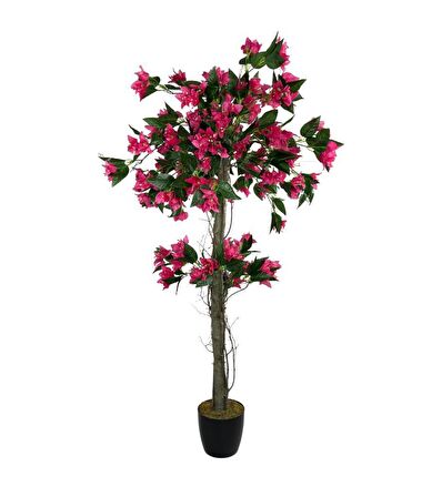 Yapay Ağaç Fuşya Begonvil Ağacı 120cm Doğal Salex Dallı 2Katlı