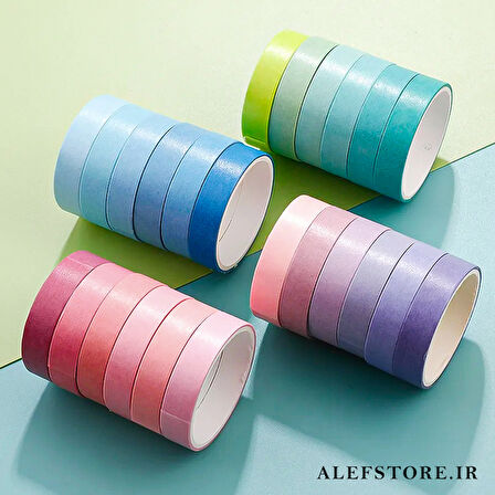 Vintage Washi Tape Bant Yapışkanlı Maskeleme Kağıdı Renkli Bant 6 lı - Pembe Tonları
