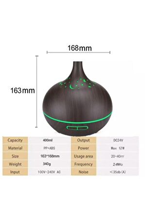 Hava Nemlendirici Aromatik Oda Kokusu Difüzörü Buhar Ultrasonik 7 Renk Led Işıklı 200 ml