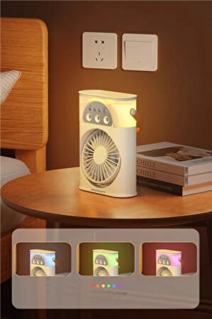 Wodimark Smart Taşınabilir Işıklı Spreyli Vantilatör Buzlu Buharlı Vantilatör Mini Fan Nemlendirici Vantilatör