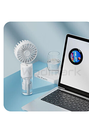 Wodimark El Tipi Sulu Buharlı Fan Şarjlı Vantilatör Mini Masaüstü El Fan Taşınabilir 3 Kademeli Usb Klima